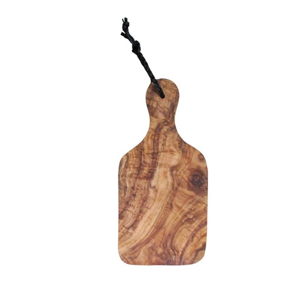 Hand Crafted Burl Wood Cutting Board with Braided Leather Strap - Picture 5 of 6